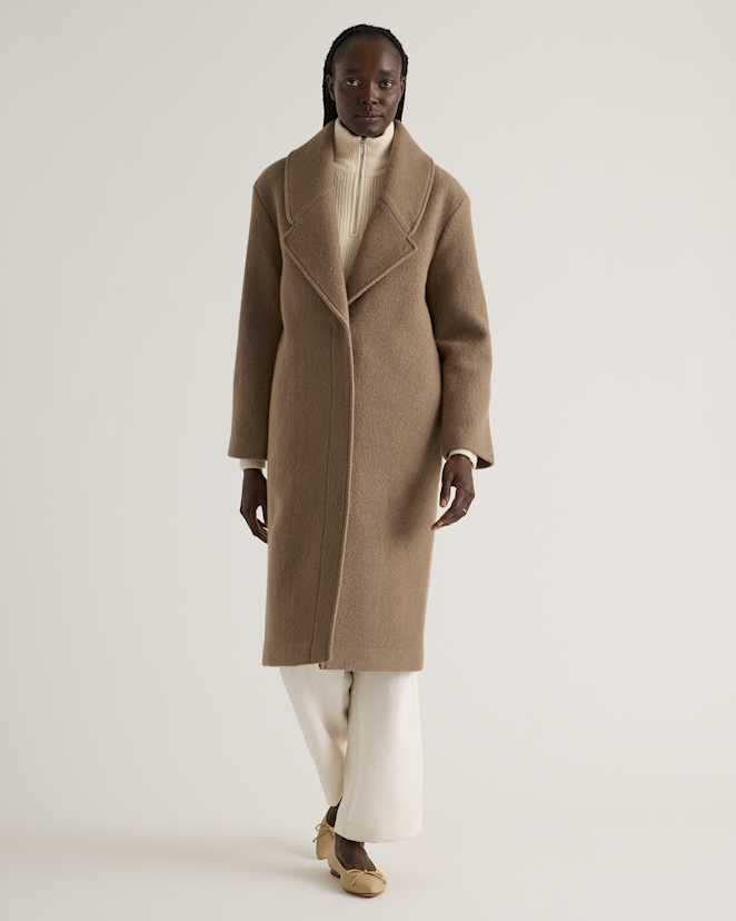 Heather Elm 100% Merino Wool Shawl Collar Long Coat