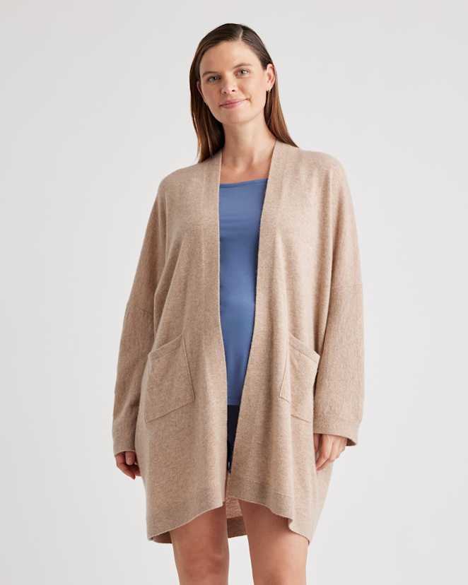 Oatmeal Mongolian Cashmere Maternity & Nursing Cocoon Cardigan