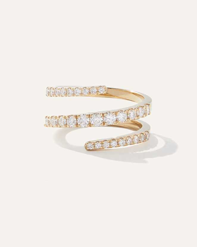 Yellow Gold 14K Gold Diamond Spiral Ring