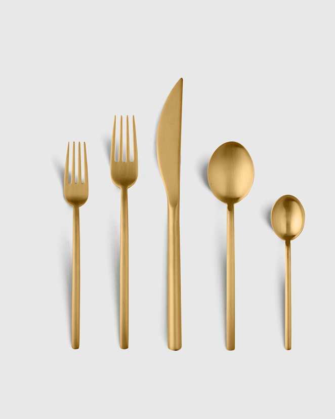 Brushed Gold Due Flatware 20-Pc Set by Mepra