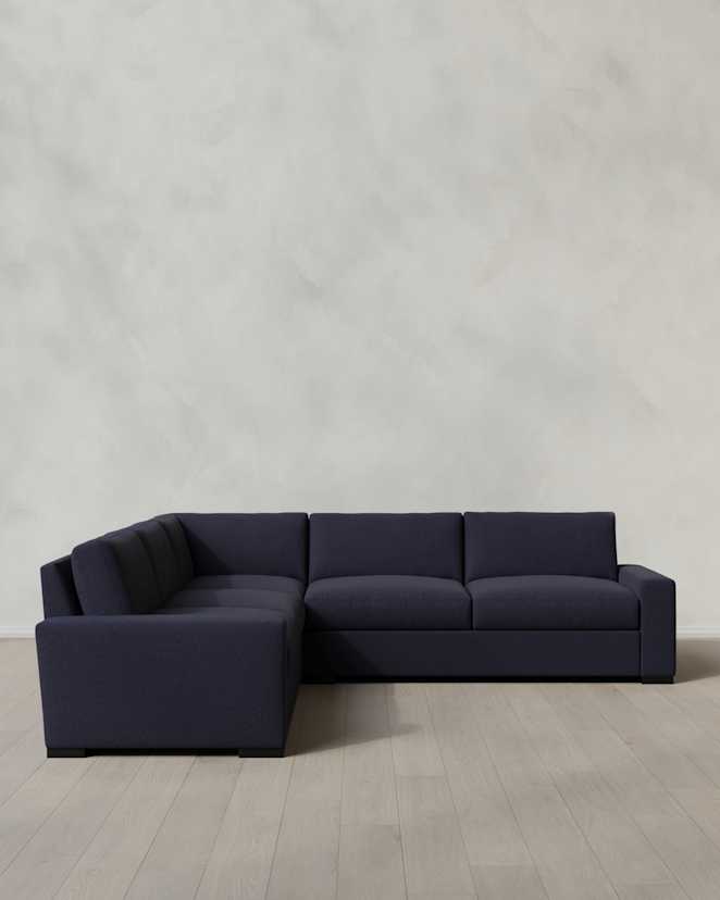 Navy Stillman L Sectional in Performance Basketweave