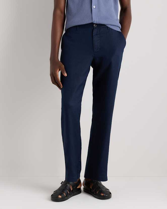 Deep Navy 100% European Linen Trousers