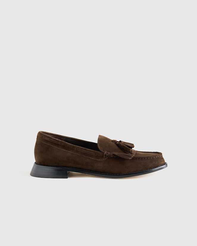 Coffee Bean Suede Italian Leather Tassel Loafer