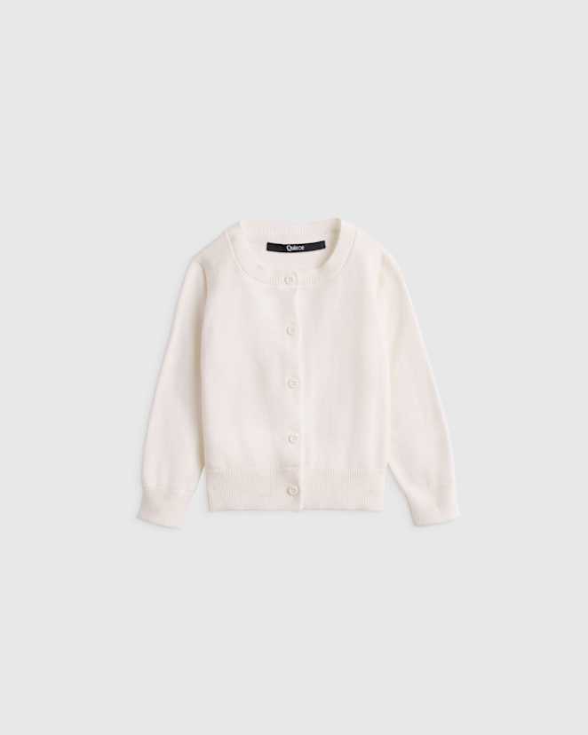 Ivory 100% Organic Cotton Crewneck Cardigan