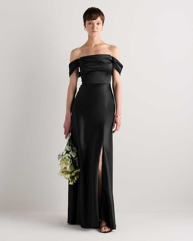 Black Aurora Stretch Satin Convertible Dress
