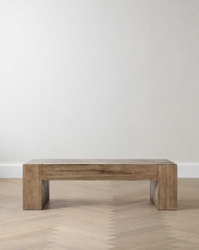 Cafe Brown Reclaimed Oak Waterfall Coffee Table