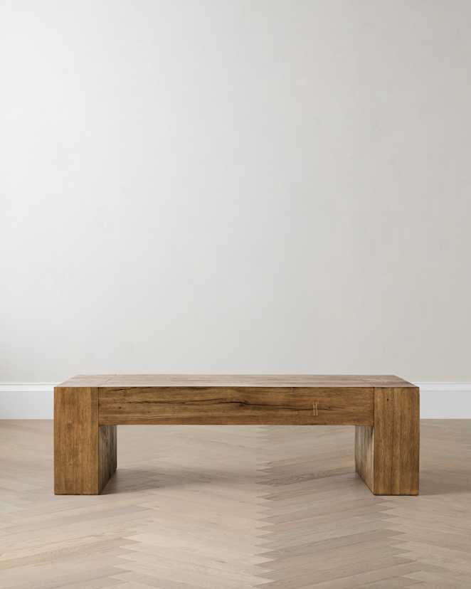Cafe Brown Reclaimed Oak Waterfall Coffee Table