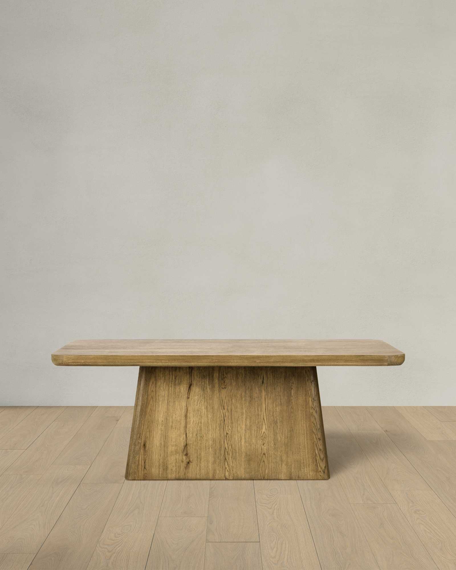 light-brown Rustic Oak Plinth Dining Table