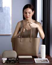 Italian Leather Triple Compartment Shopper Tote