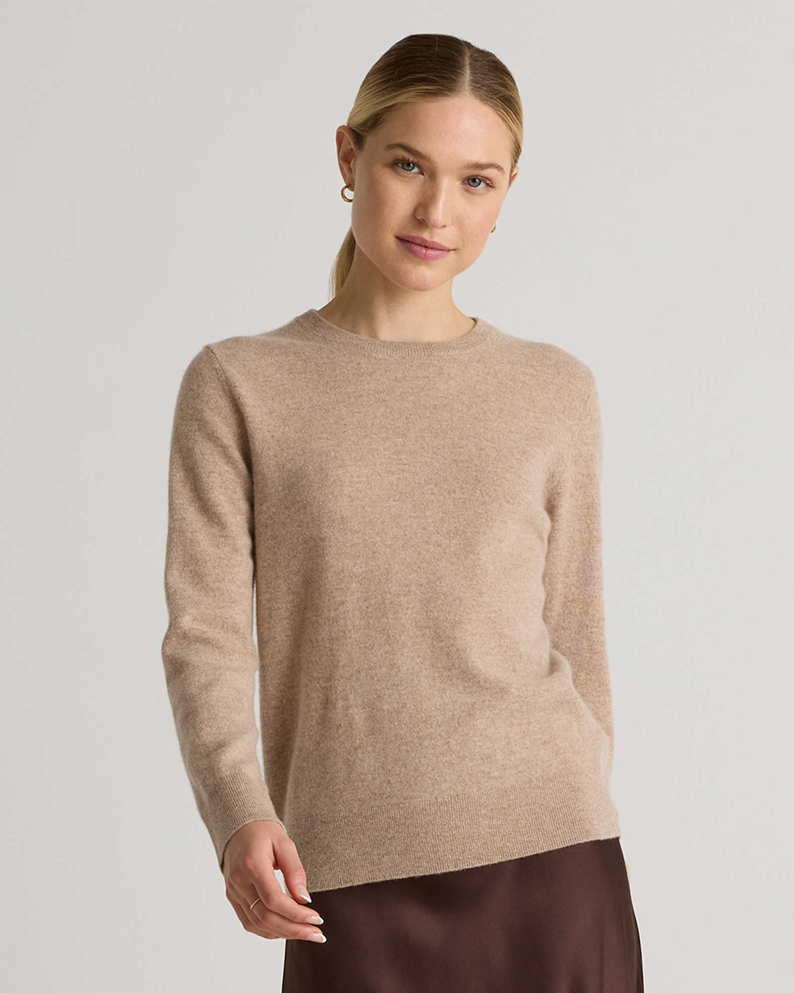 oatmeal Mongolian Cashmere Crewneck Sweater