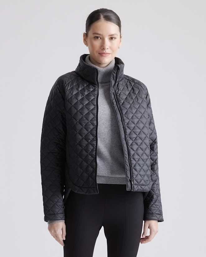 Black Featherless Quilted Puffer Jacket
