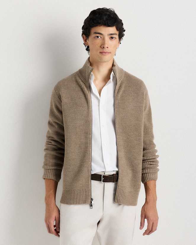 Malted Toffee Australian Merino Wool Full Zip Sweater