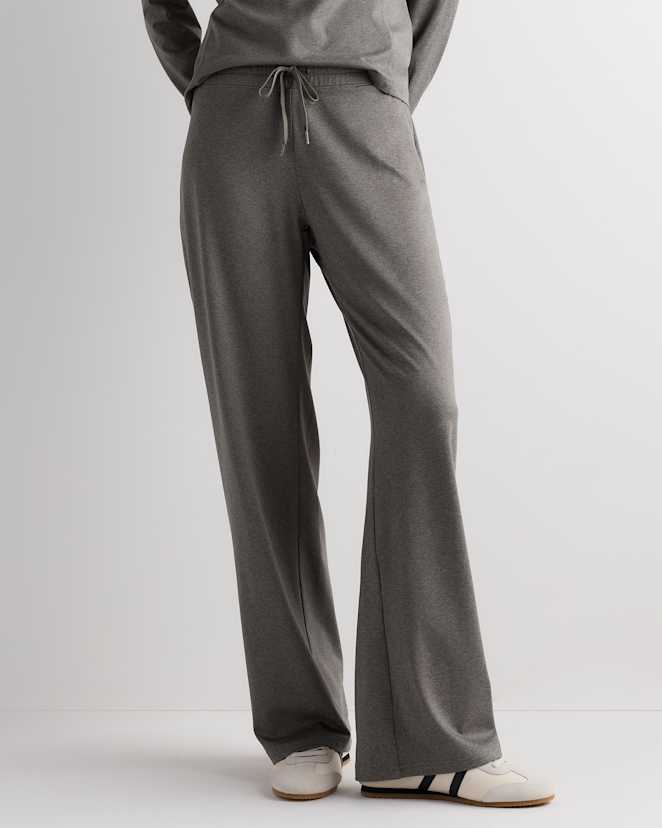 Heather Dark Thyme Green Flowknit Wide Leg Pants