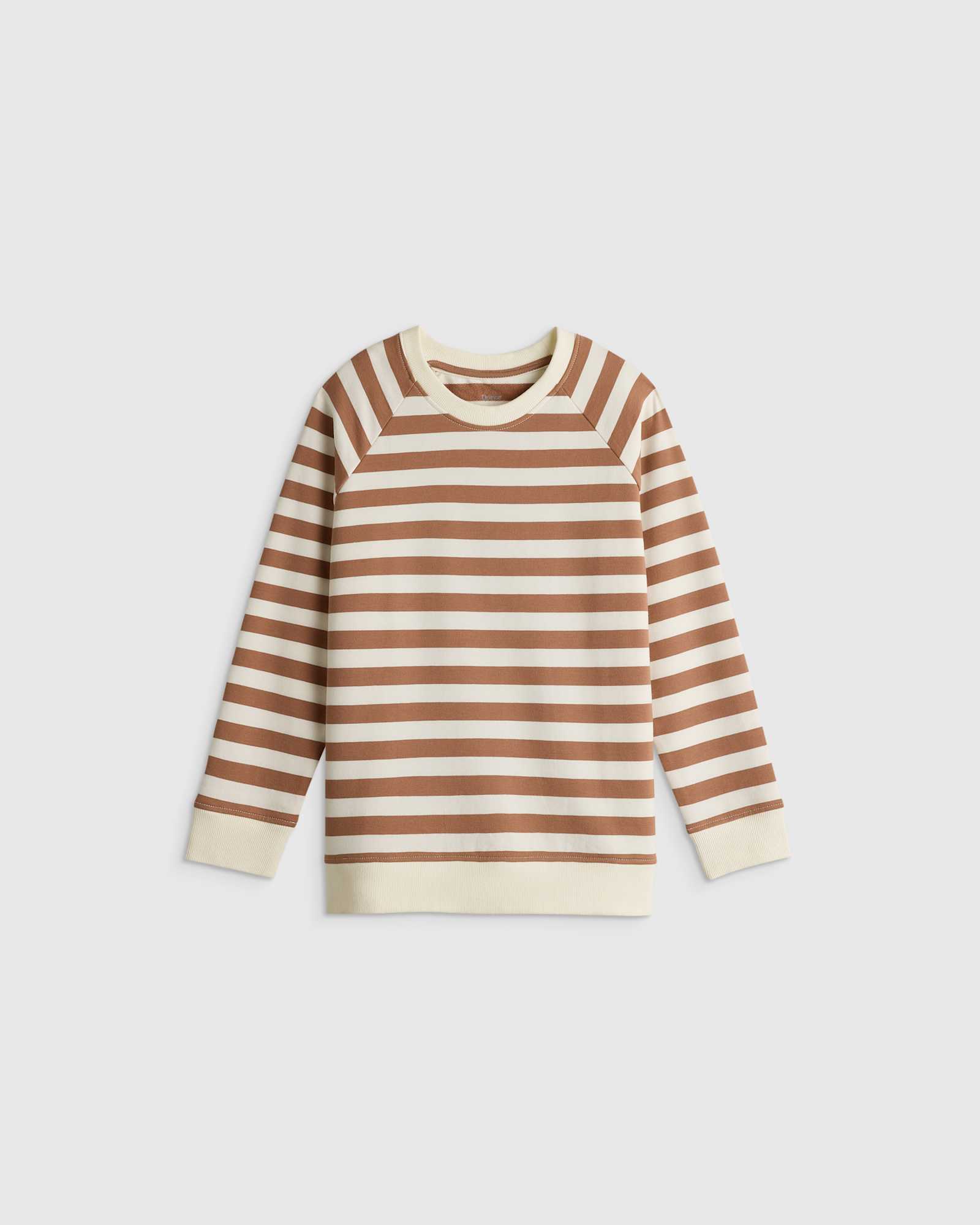 Brown Stripe Pull molletonné en jersey bouclette de coton biologique à col rond