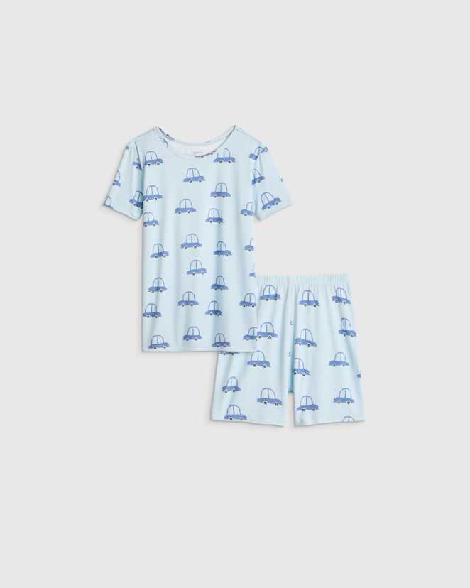 Blue Cars Ensemble pyjama à manches courtes et short en bambou