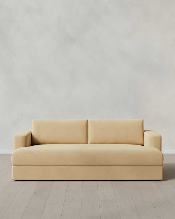 Linen Sierra Curved Arm Sleeper Sofa in Performance Velvet