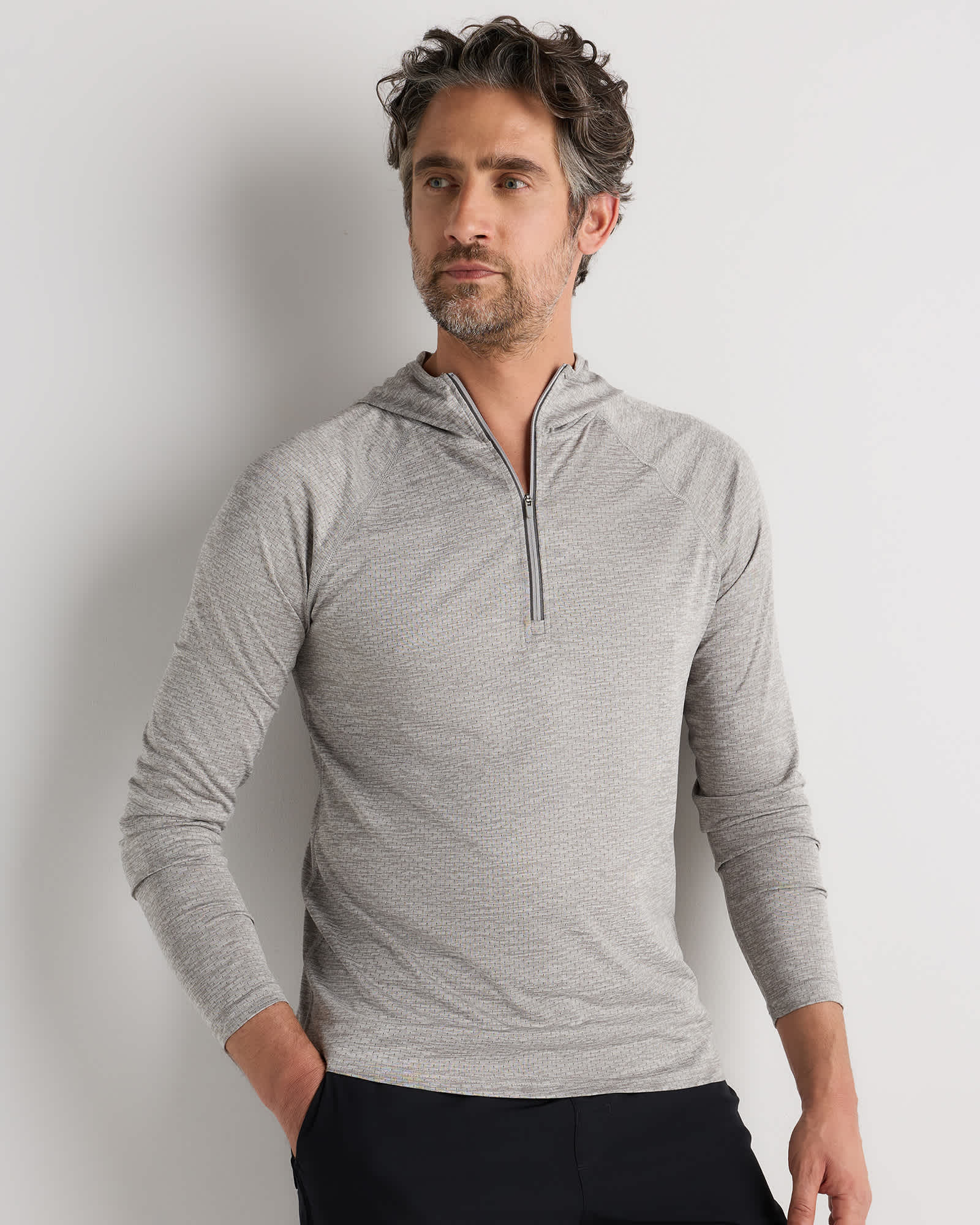 Heather Grey Mesh Performance Training Quarter Zip Hoodie