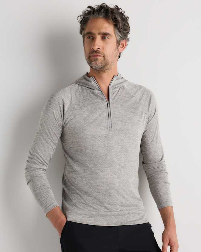 Heather Grey Mesh Performance Training Quarter Zip Hoodie