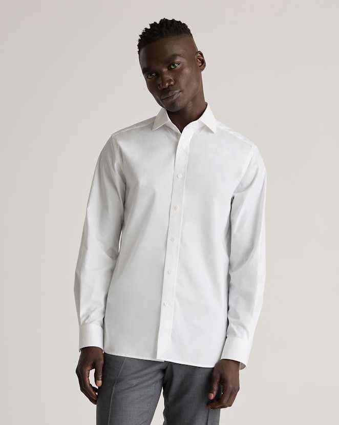 White Organic Cotton Stretch Poplin Dress Shirt