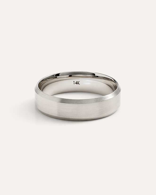 White Gold Beveled Edge Satin Finish Band