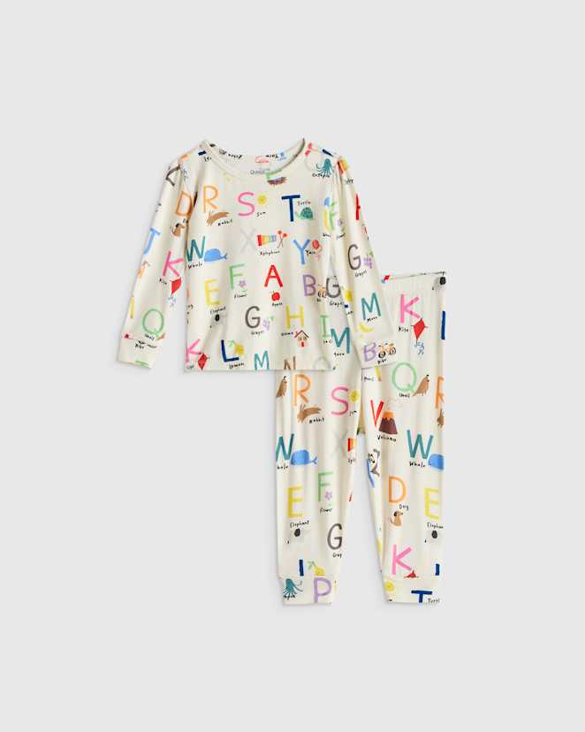 Alphabet Bamboo Long Sleeve and Pant Pajama Set