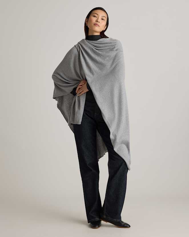 Heather Grey Cotton Cashmere Ruana