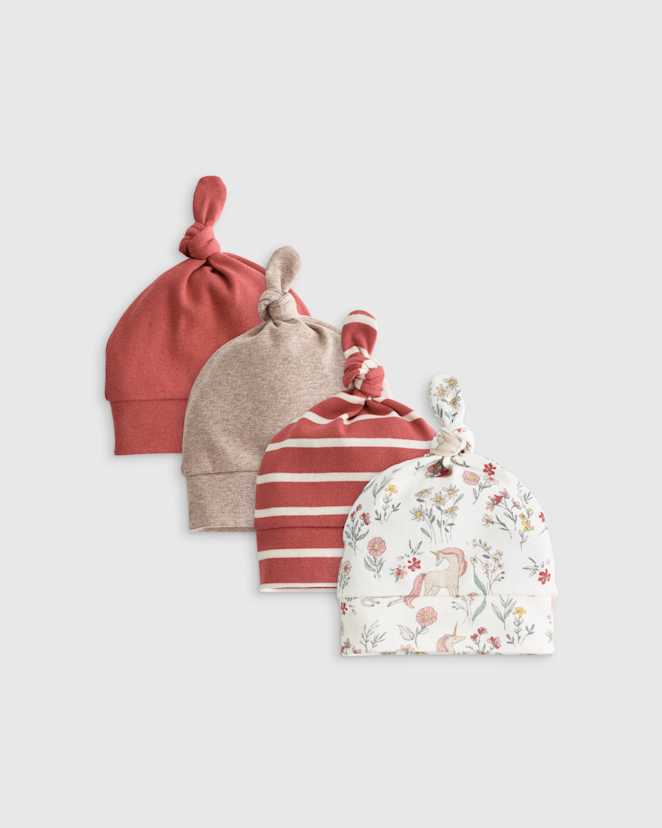 Unicorn Floral 100% Organic Cotton Hat 4-Pack