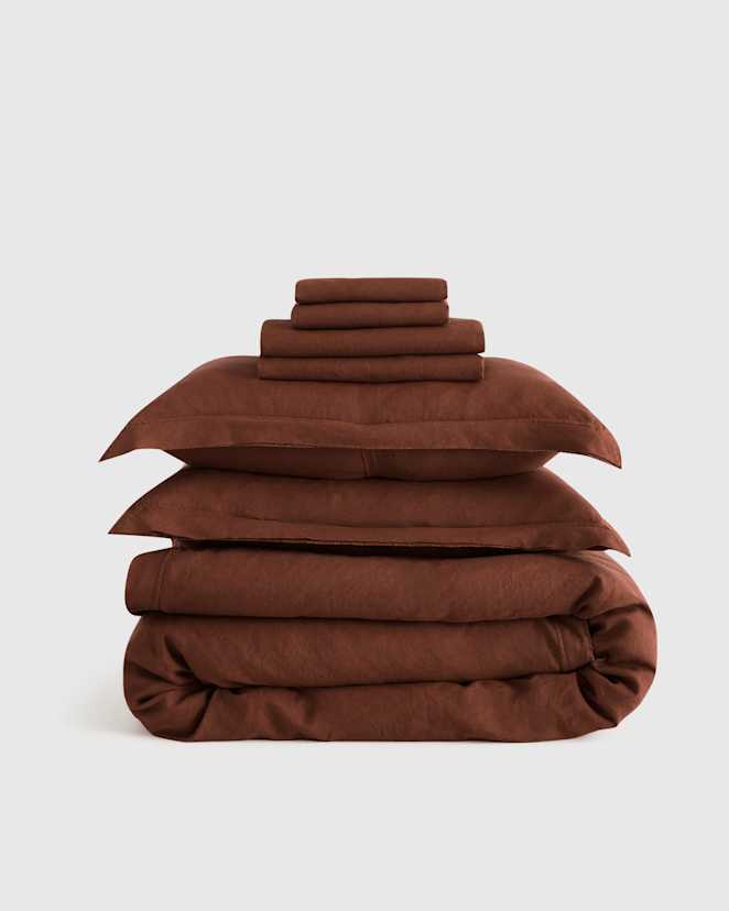 Bordeaux European Linen Double Flange Deluxe Bedding Bundle