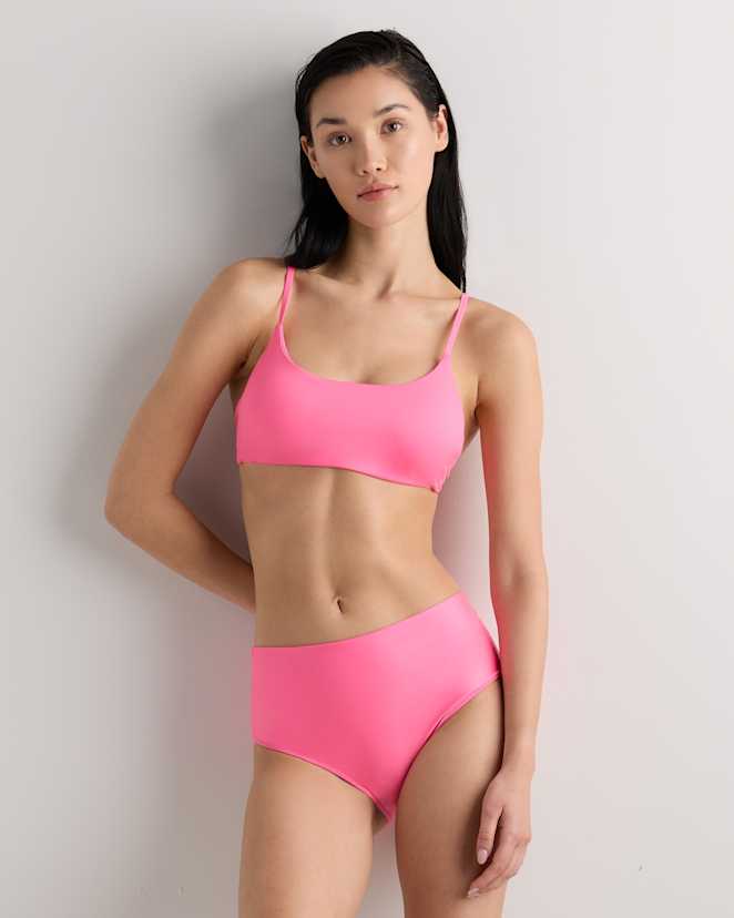 Bubblegum Pink Italian Scoop Neck Bikini Top