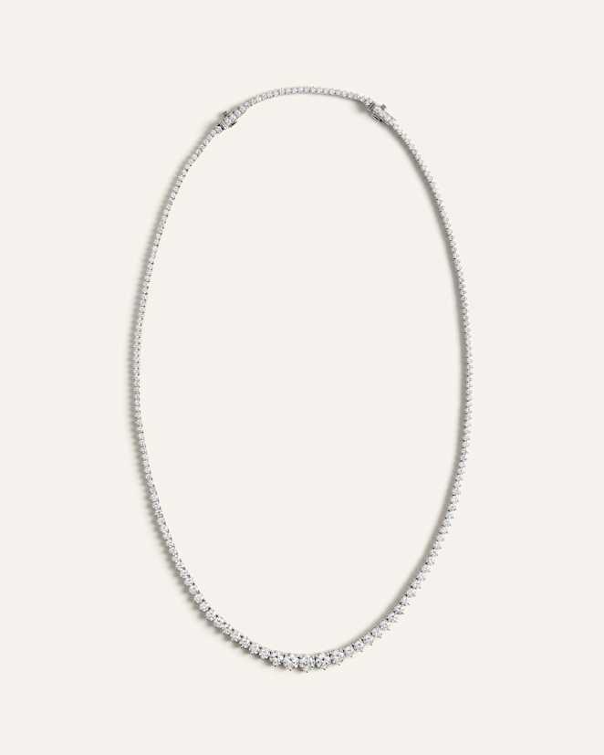 White Gold 14K Gold Lab Grown Diamond Graduated Tennis Necklace - 10ctw
