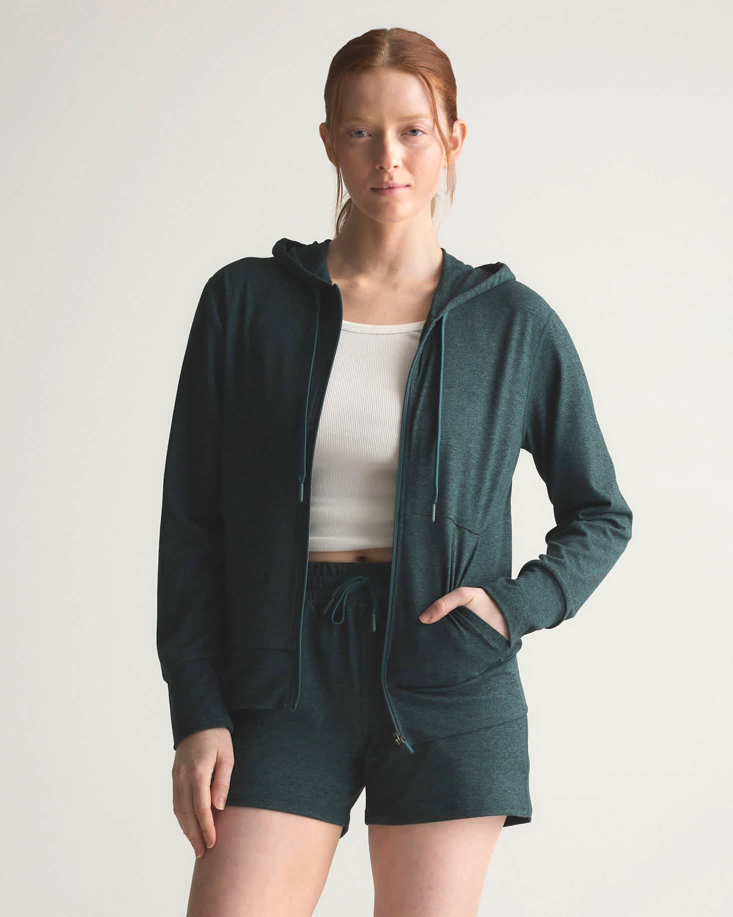 heather-green Flowknit Full Zip Hoodie