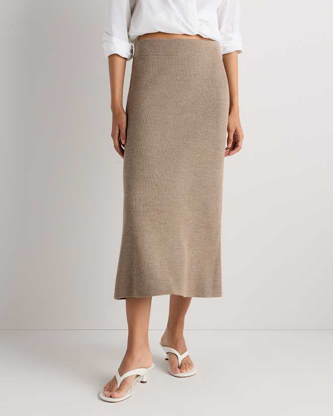 Malted Toffee Australian Merino Wool Midi Skirt