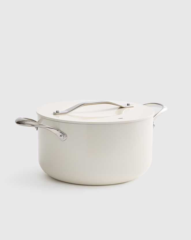 Ivory Ceramic Nonstick Soup Pot: 6QT