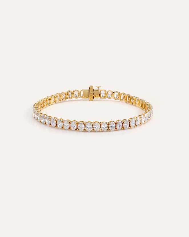 Yellow Gold 14K Gold Lab Grown Diamond North-South Oval Tennis Bracelet - 10ctw