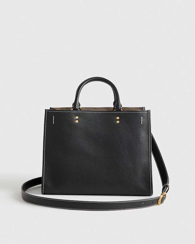 Black Italian Leather Medium Convertible Satchel