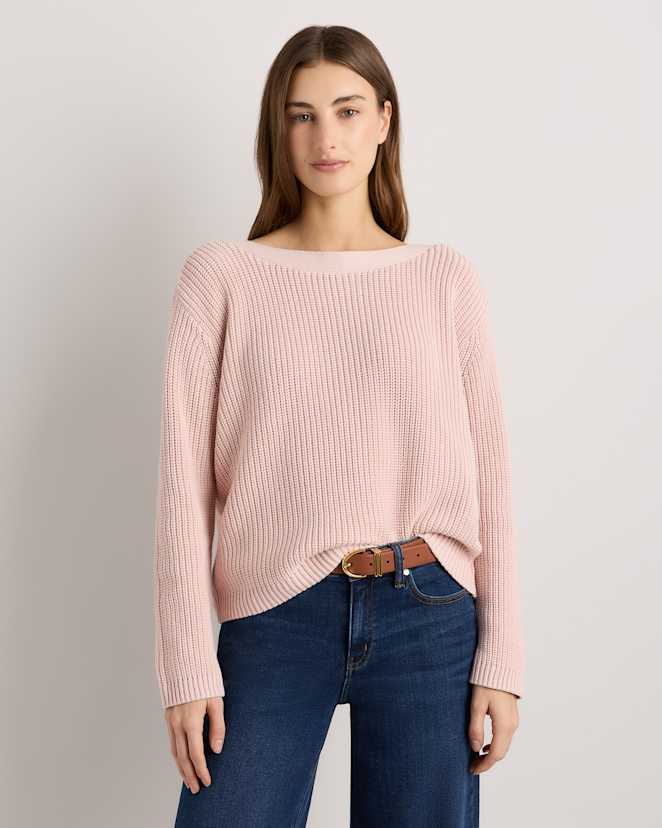 Shell Pink 100% Organic Cotton Fisherman Boatneck Sweater