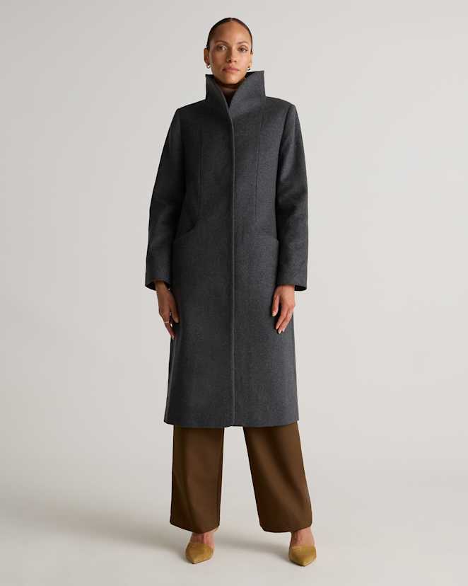 Heather Charcoal Italian Wool Long Cocoon Coat