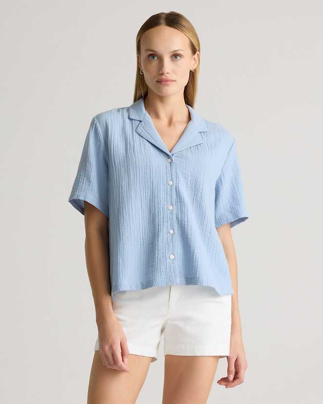 Ocean Breeze 100% Organic Cotton Gauze Short Sleeve Shirt