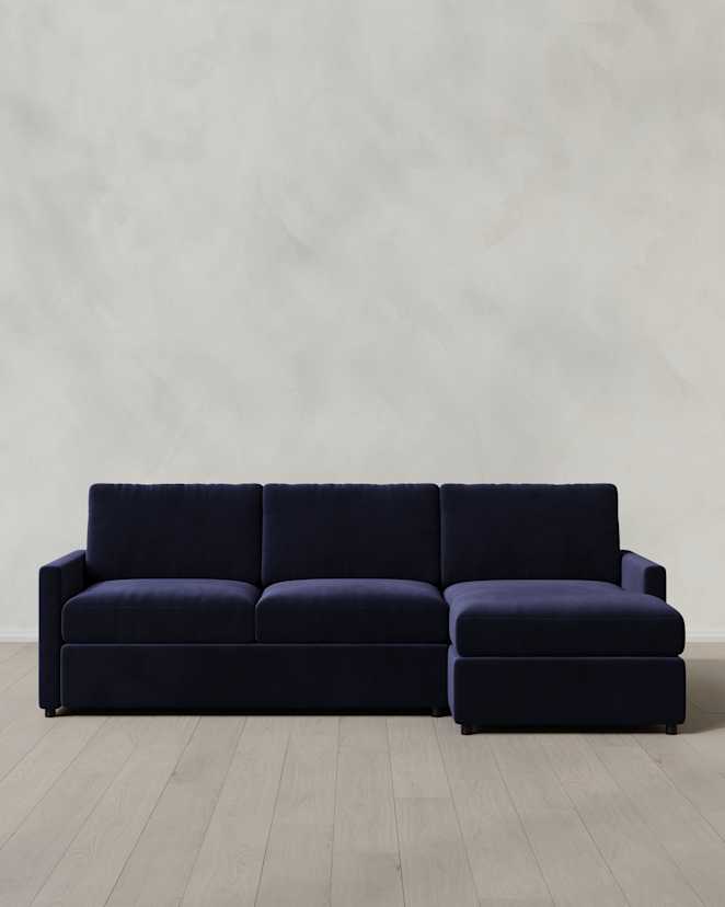 Midnight Brennan Chaise Sectional in Performance Velvet