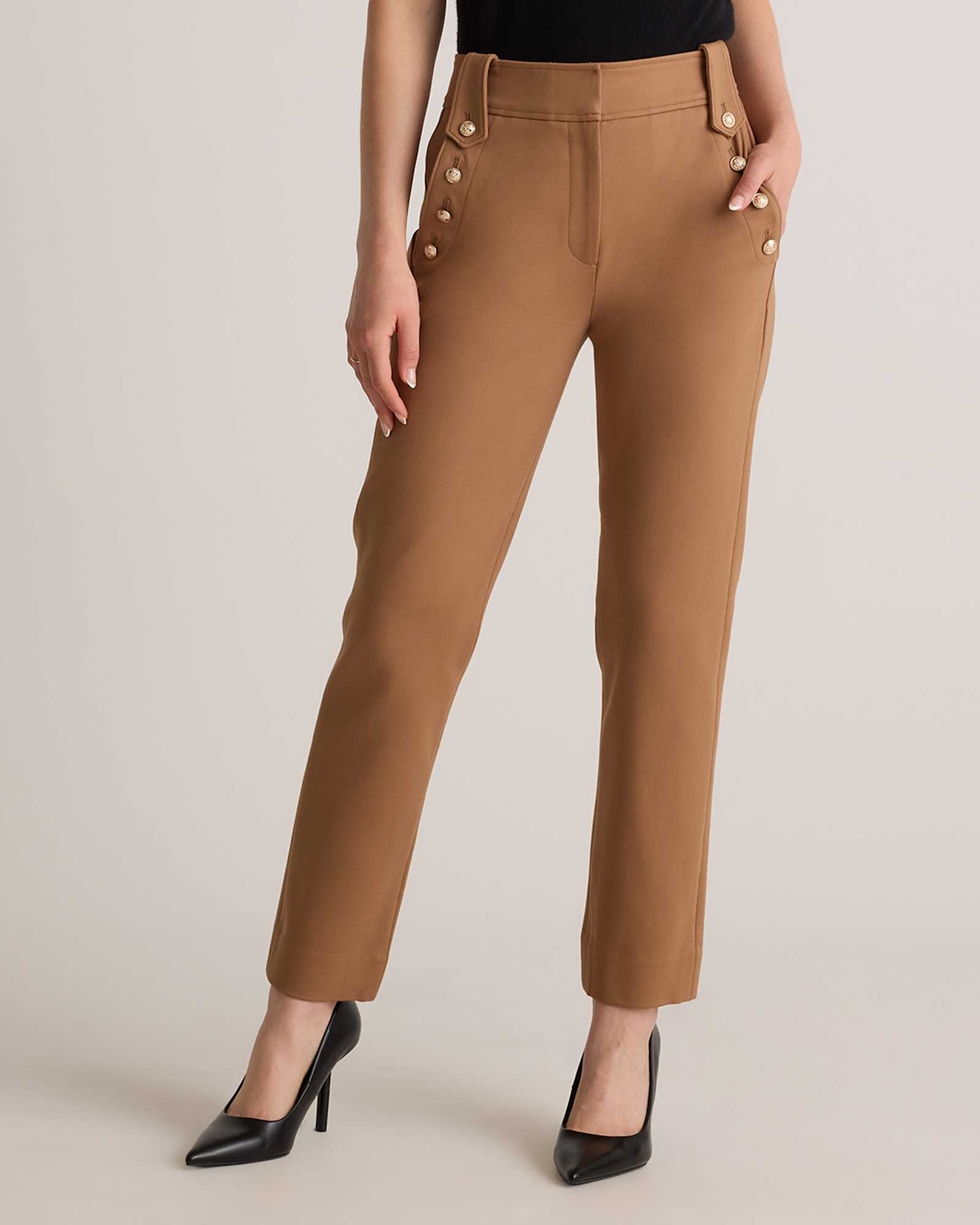 roasted-pecan Ultra-Stretch Ponte Straight Leg Mariner Pants