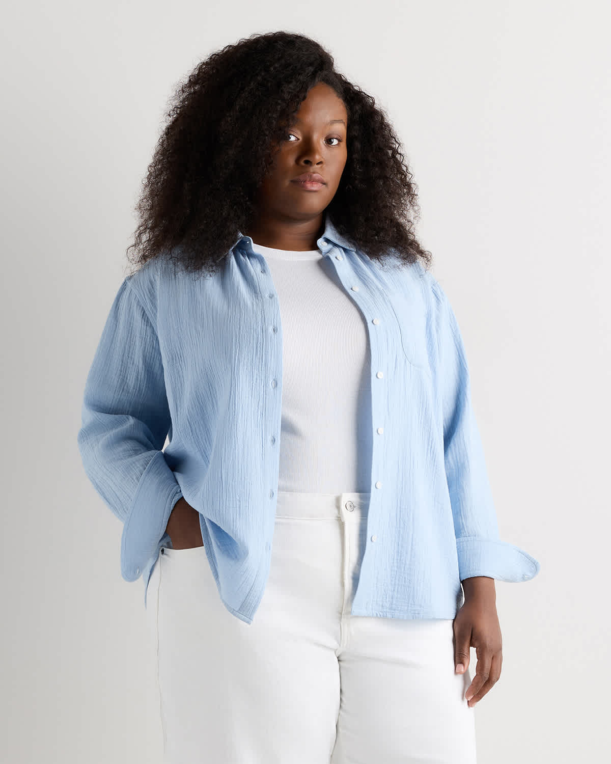 Ocean Breeze 100% Organic Cotton Gauze Long Sleeve Shirt