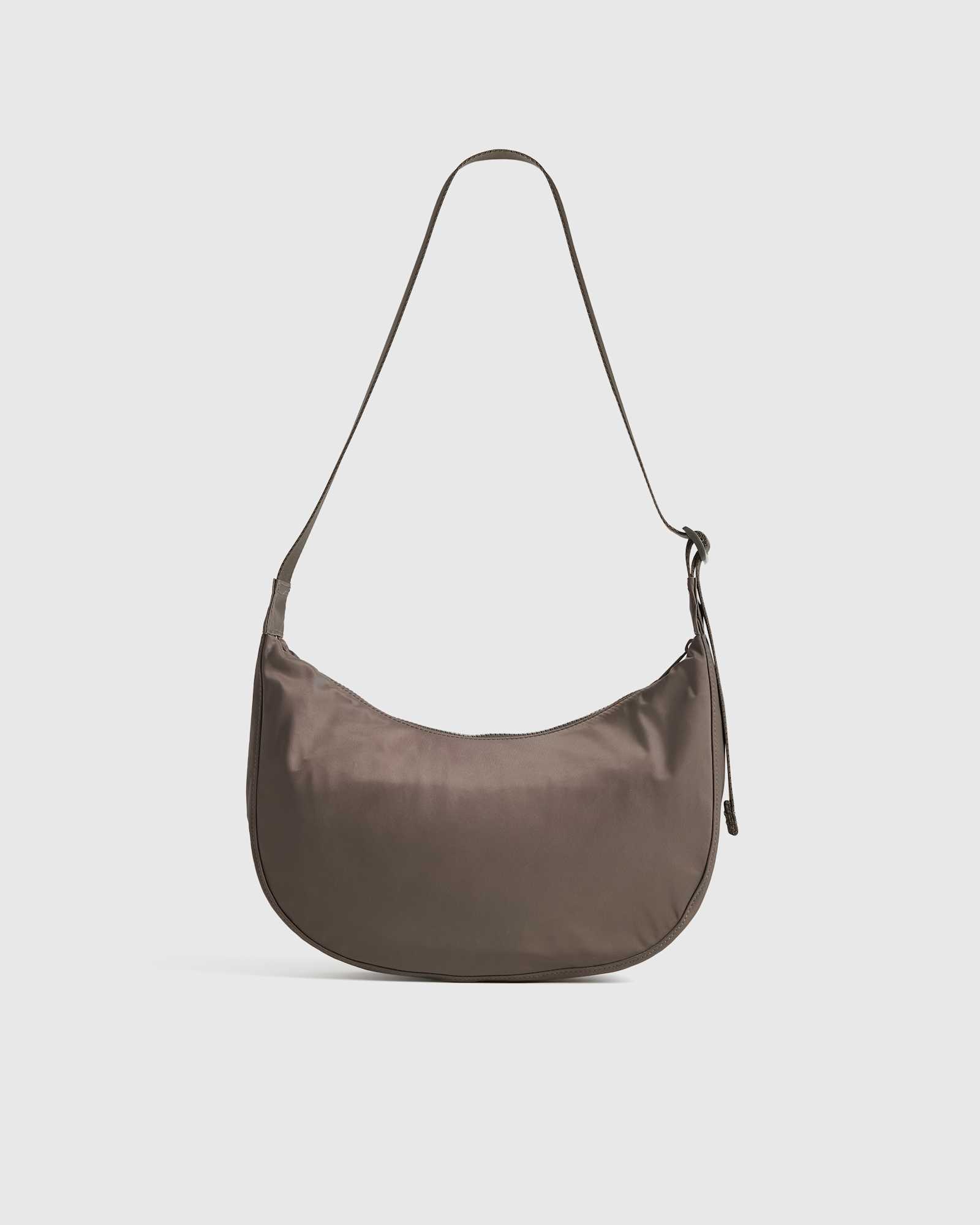 ash-grey Revive Nylon Crescent Shoulder Bag