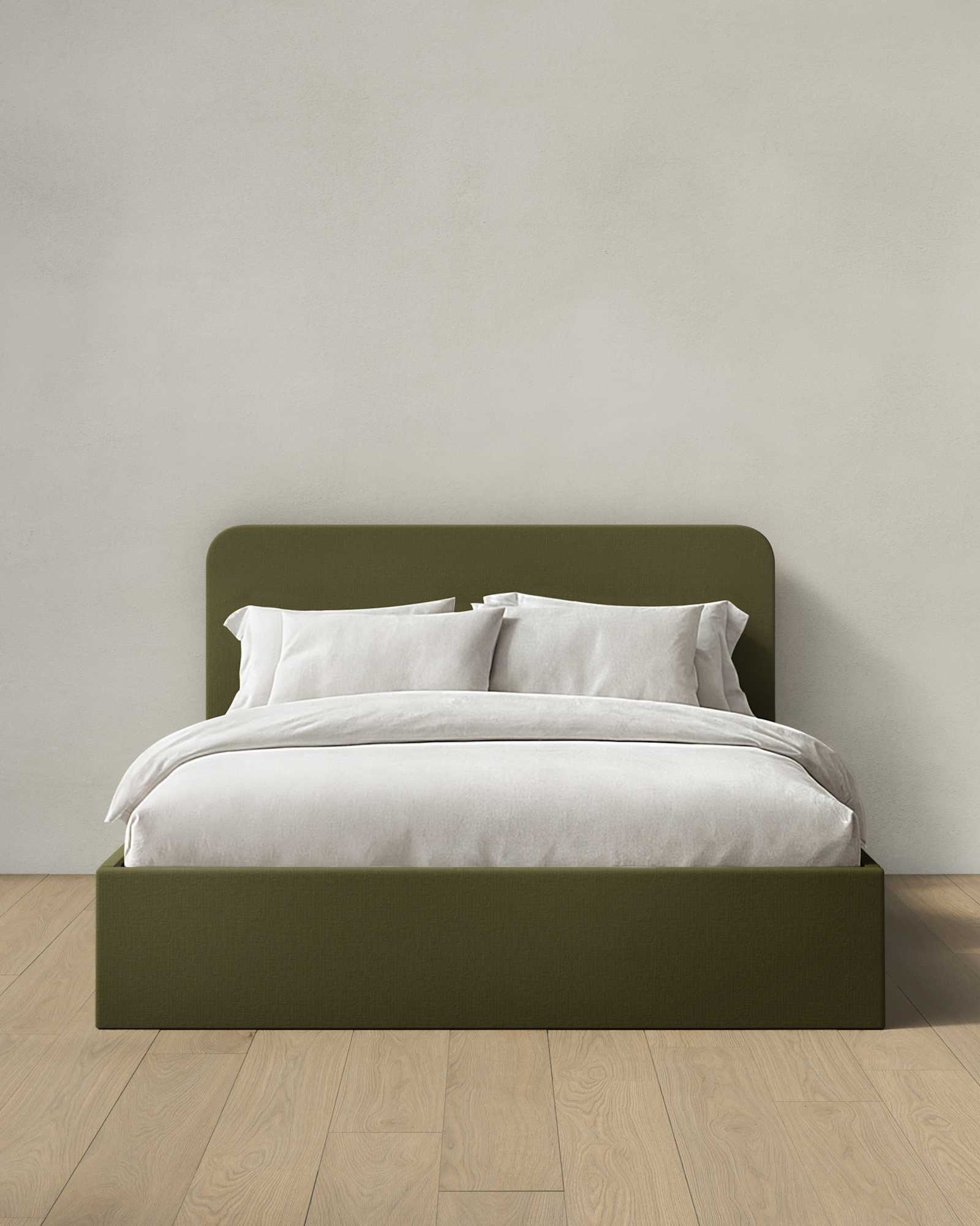 olive 100% Linen Curved Bed