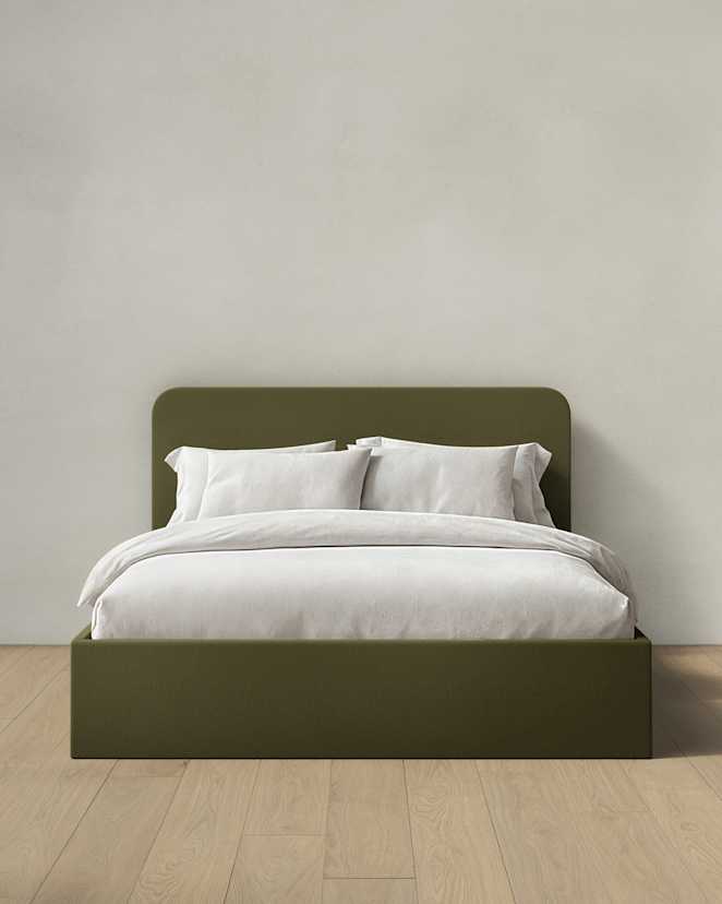 Olive 100% Linen Curved Bed