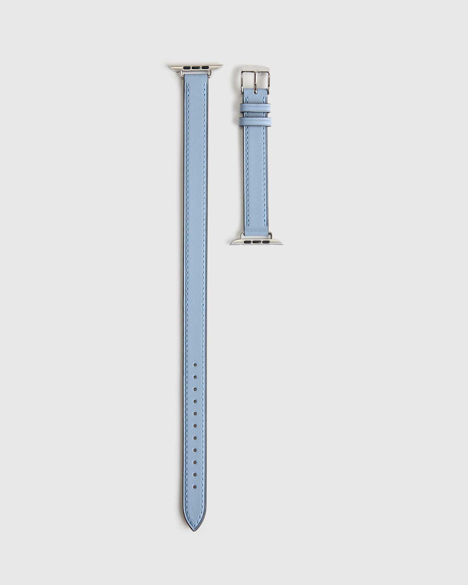 steel-blue Leather Double Wrap Smartwatch Band