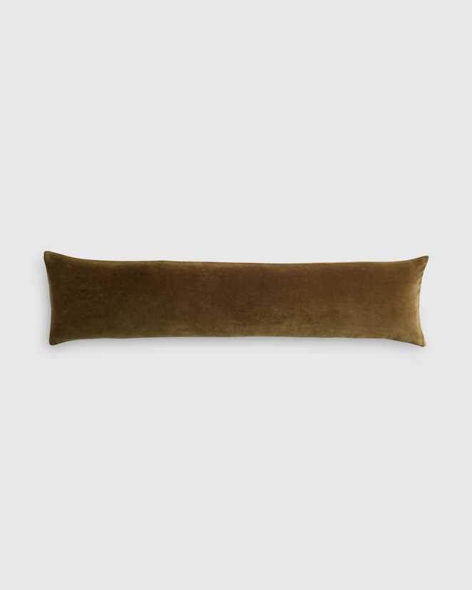 Olive Cotton Velvet Oversized Lumbar Pillow Cover