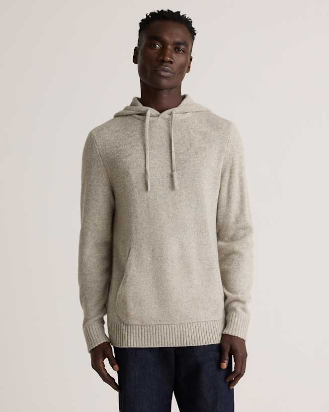Warm Heather Grey 100% Yak Wool Pullover Hoodie