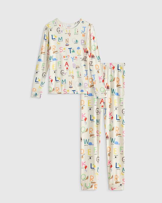 Alphabet Bamboo Long Sleeve and Pant Pajama Set