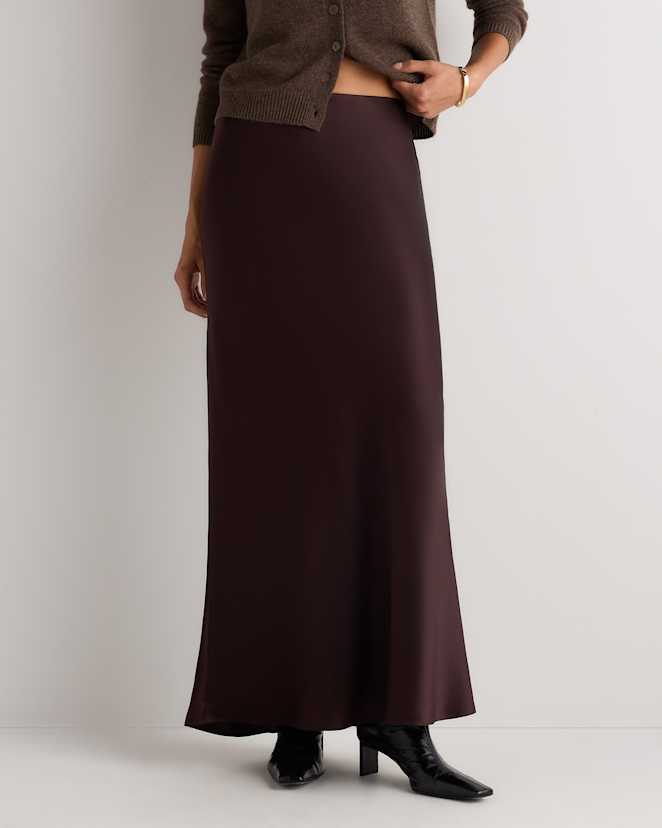 Chocolate Plum Brown 100% Washable Silk Maxi Skirt