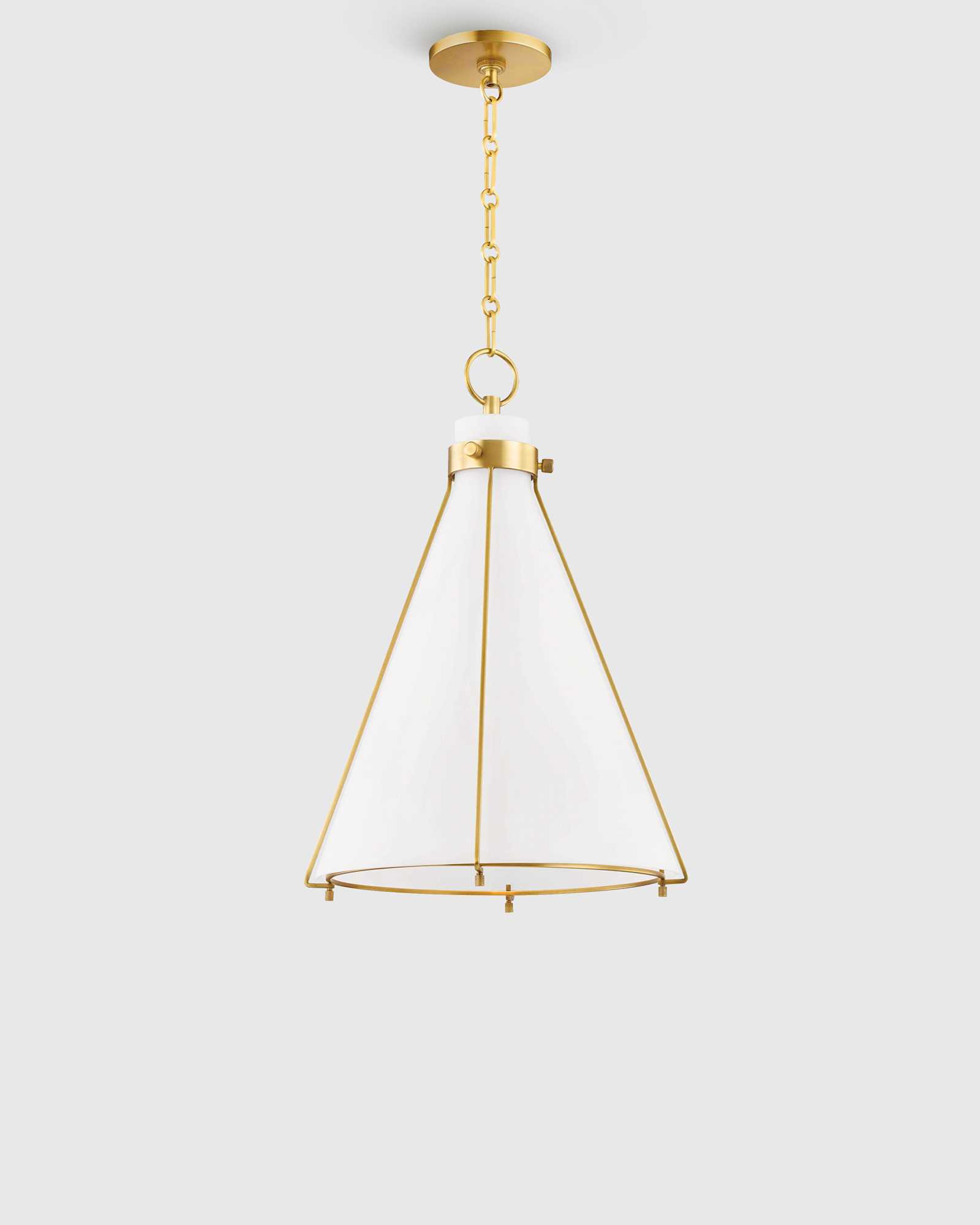 Glass and Metal Conical Brass Pendant